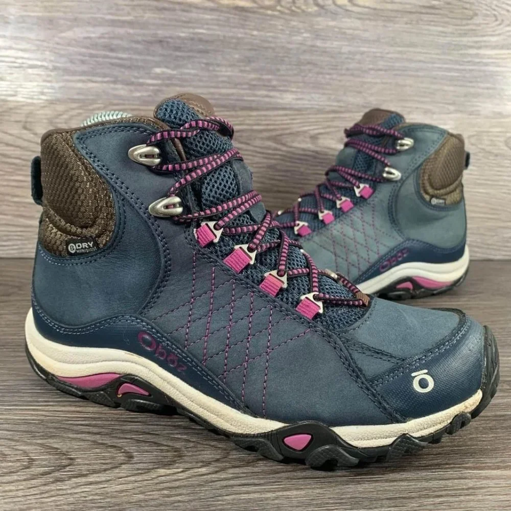 Oboz Sapphire Mid B-Dry Blue Leather Hiking Boots Women’s Size 6